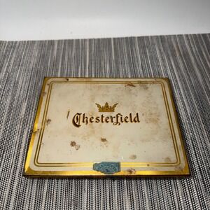 Vintage Chesterfield Cigarette Tin Liggett Myers Gold White‎ Metal Box 50 Count